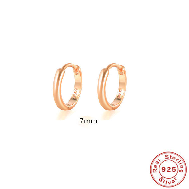 S925 Sterling Silver Minimalist Geometric Ear Clip Hoop Earrings