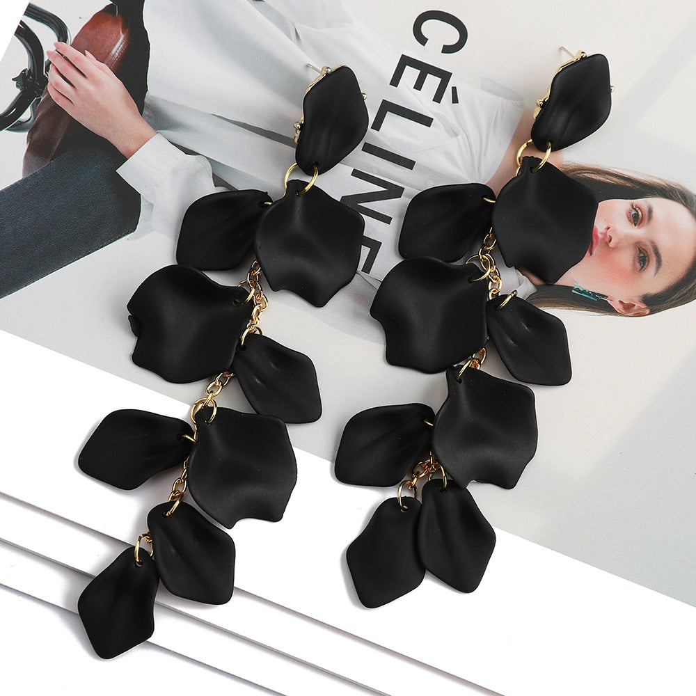 1 Pair Elegant Retro Flower Acrylic Tassel Drop Earrings for Women