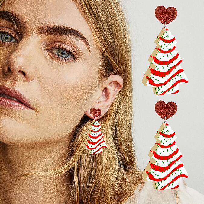 1 Pair Cute Dinosaur & Christmas Themed Acrylic Drop Earrings