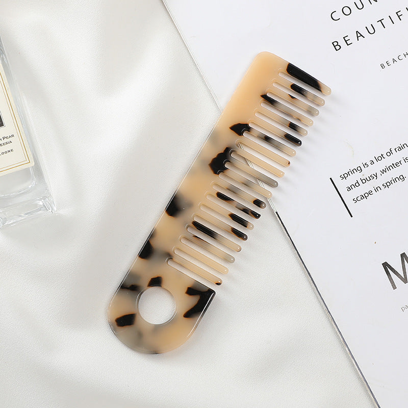 Casual European Fashion Acetate Marble Hair Comb - Anti-Static Women's Hairdressing Accessory