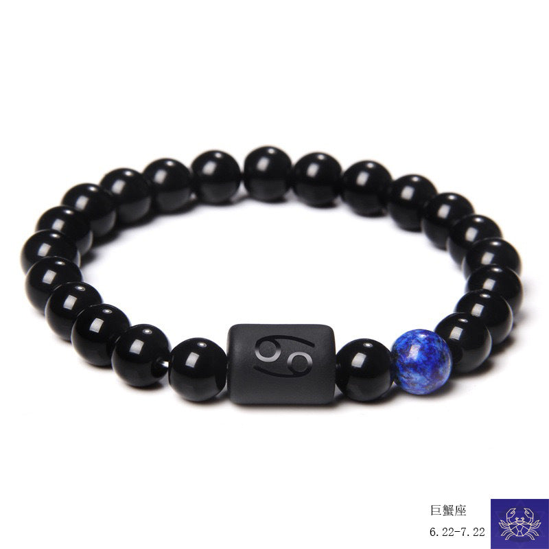Simple Constellation Obsidian Beaded Unisex Bracelet with Elastic Cord