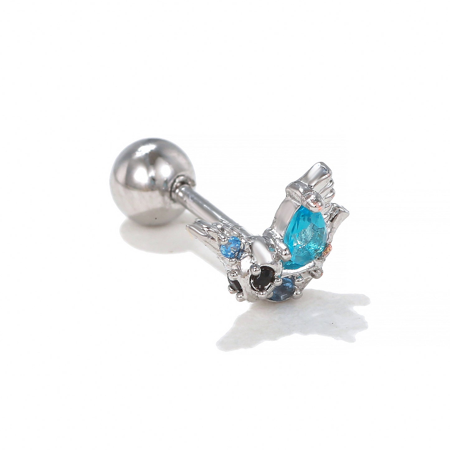 1 Piece Heart Shape Zircon Inlay 18K Gold Plated Ear Studs - Colorful Princess Series Fashion Piercing Jewelry