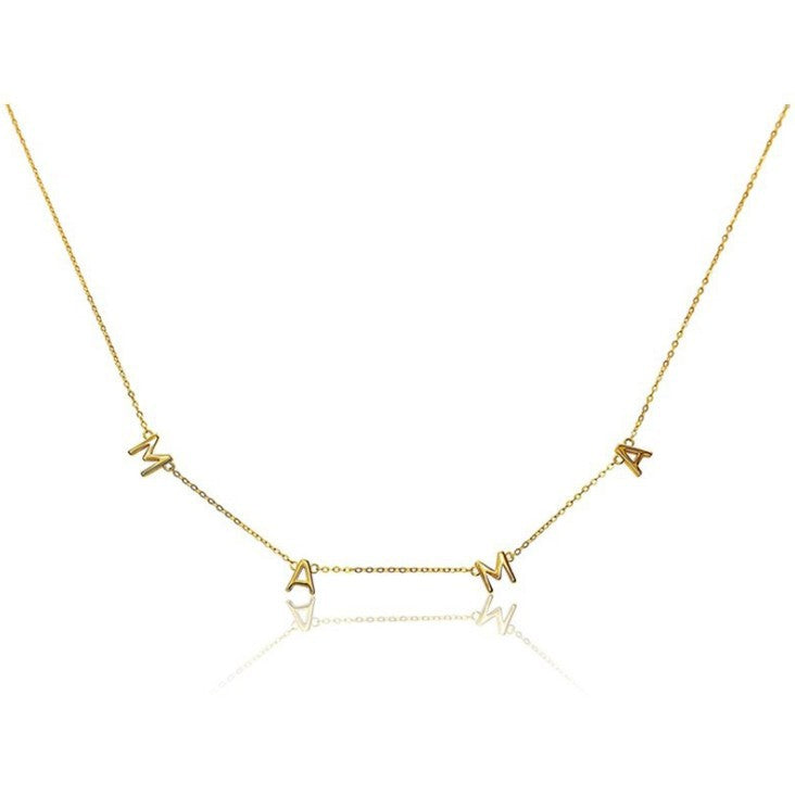 Gold Plated Mama Letter Pendant Necklace