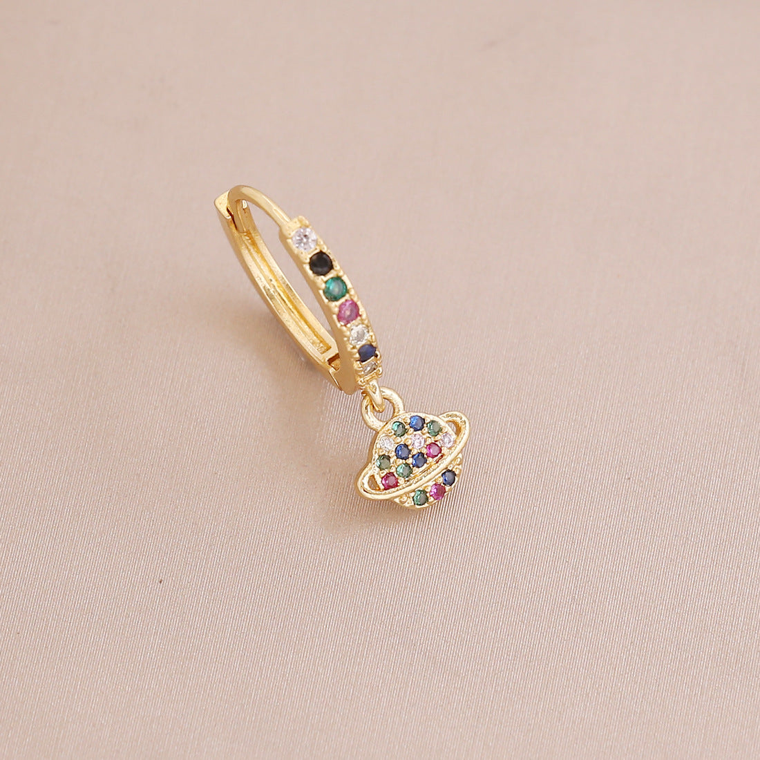 Hot Style Copper Micro-inlaid Color Zirconium Ear Clip 18k Gold Plated Statement Earrings