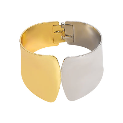Simple Style Unisex Wide Band Metal Open Cuff Bracelet