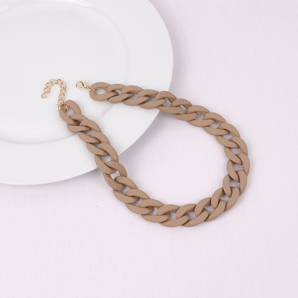 Fashion Acrylic Patchwork Rainbow Chain Necklace for Women