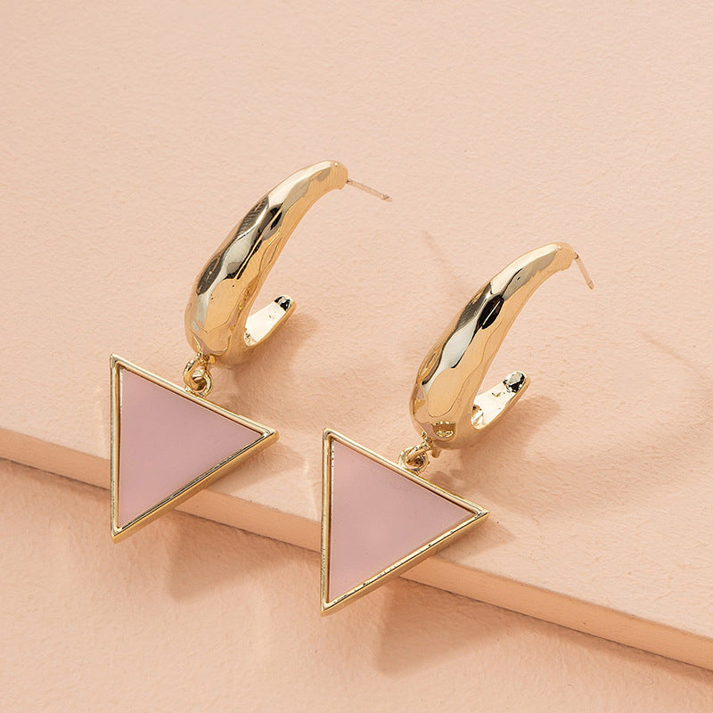 New Fashion Geometric Turquoise Metal Hoop Earrings