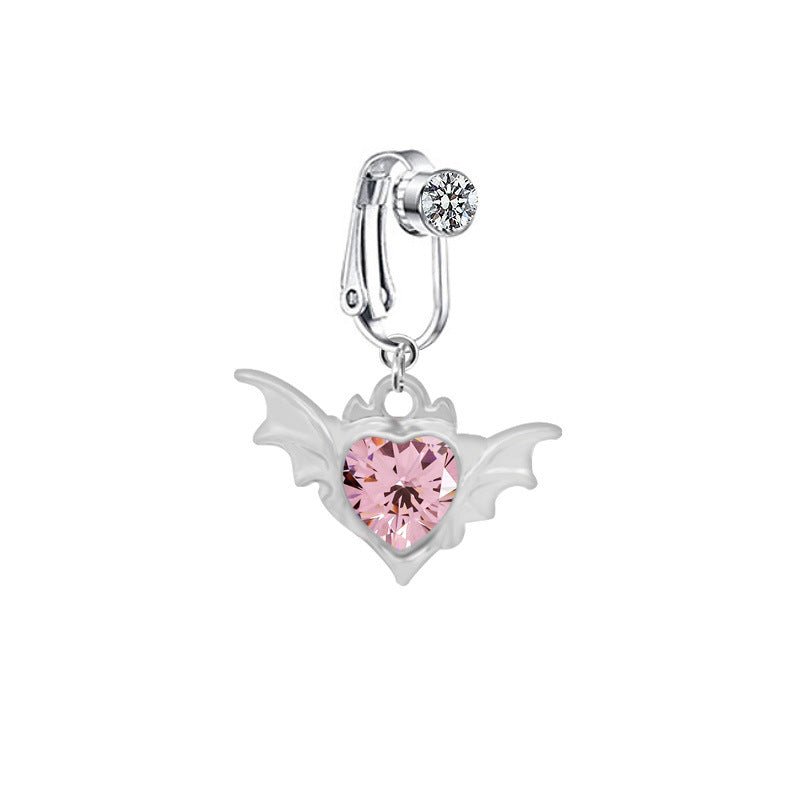 IG Style Heart Shape Wing Belly Ring - Stainless Steel & Gold Plated, Non-Piercing Navel Clip