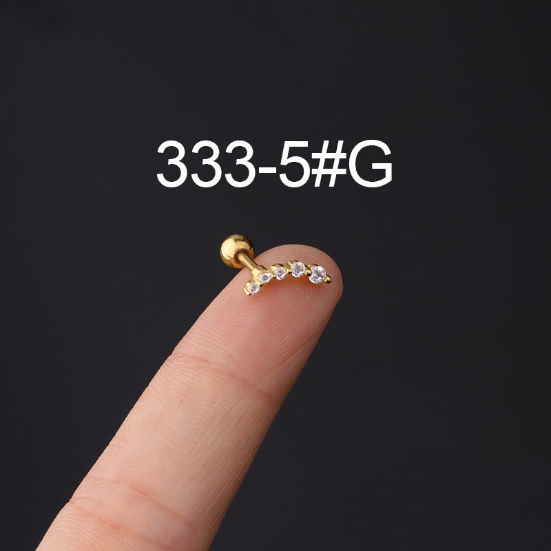 Zircon Copper Stud Earrings with Stainless Steel Screw Back