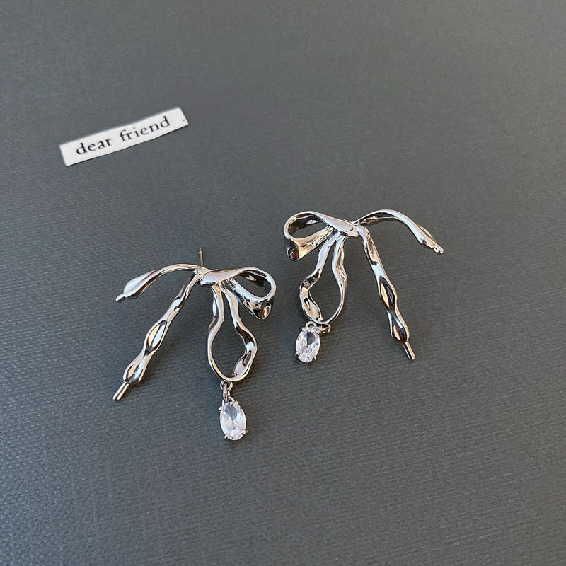 Elegant Heart Flower Zircon Alloy Earrings for Women