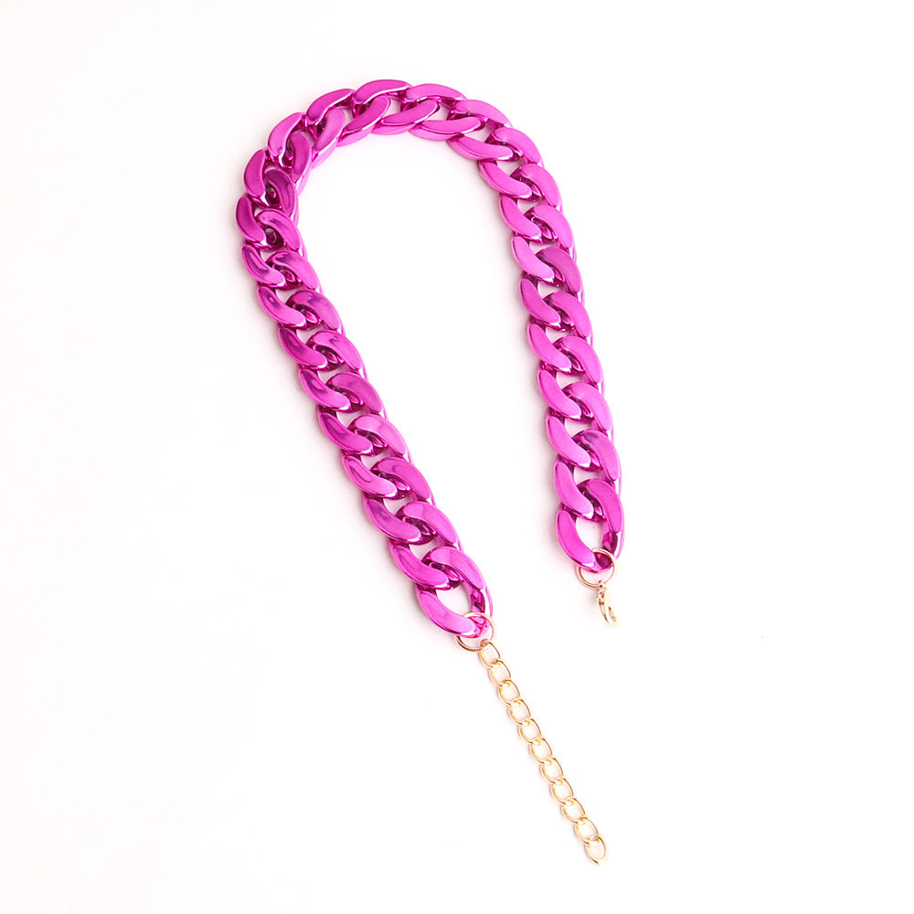 Simple Acrylic Chain Necklace for Women - Colorful Electroplated Design