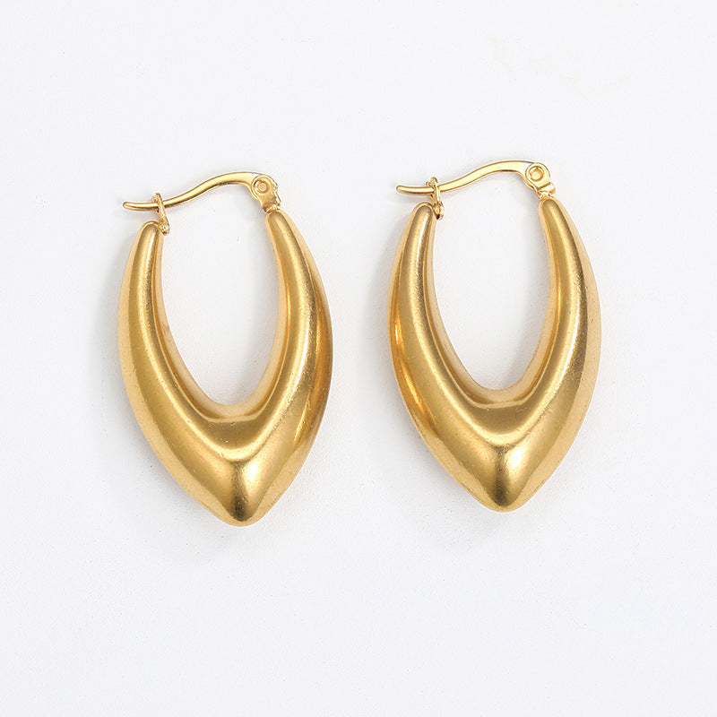 1 Pair Minimalist Geometric Gold Plated Stainless Steel Drop Earrings