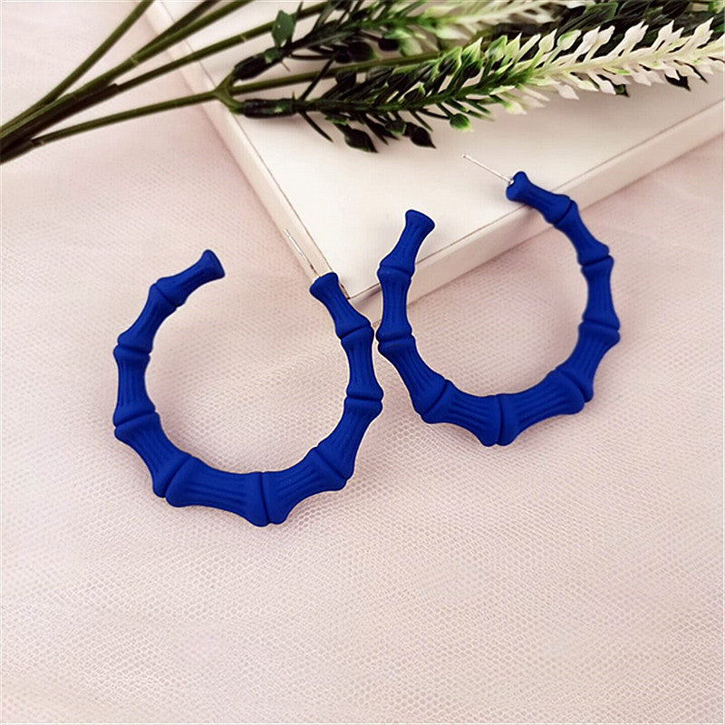 Retro Acrylic Hoop Earrings for Women - Fluorescent Bamboo Design