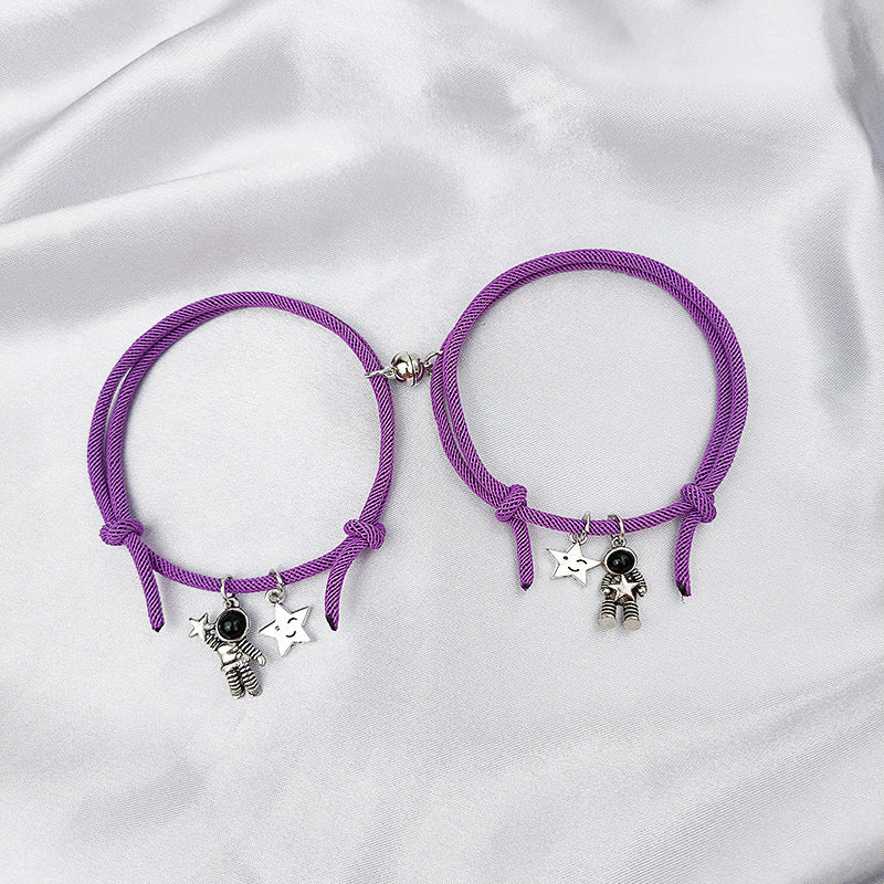 Magnetic Spaceman Couple Bracelet Set - European and American Style