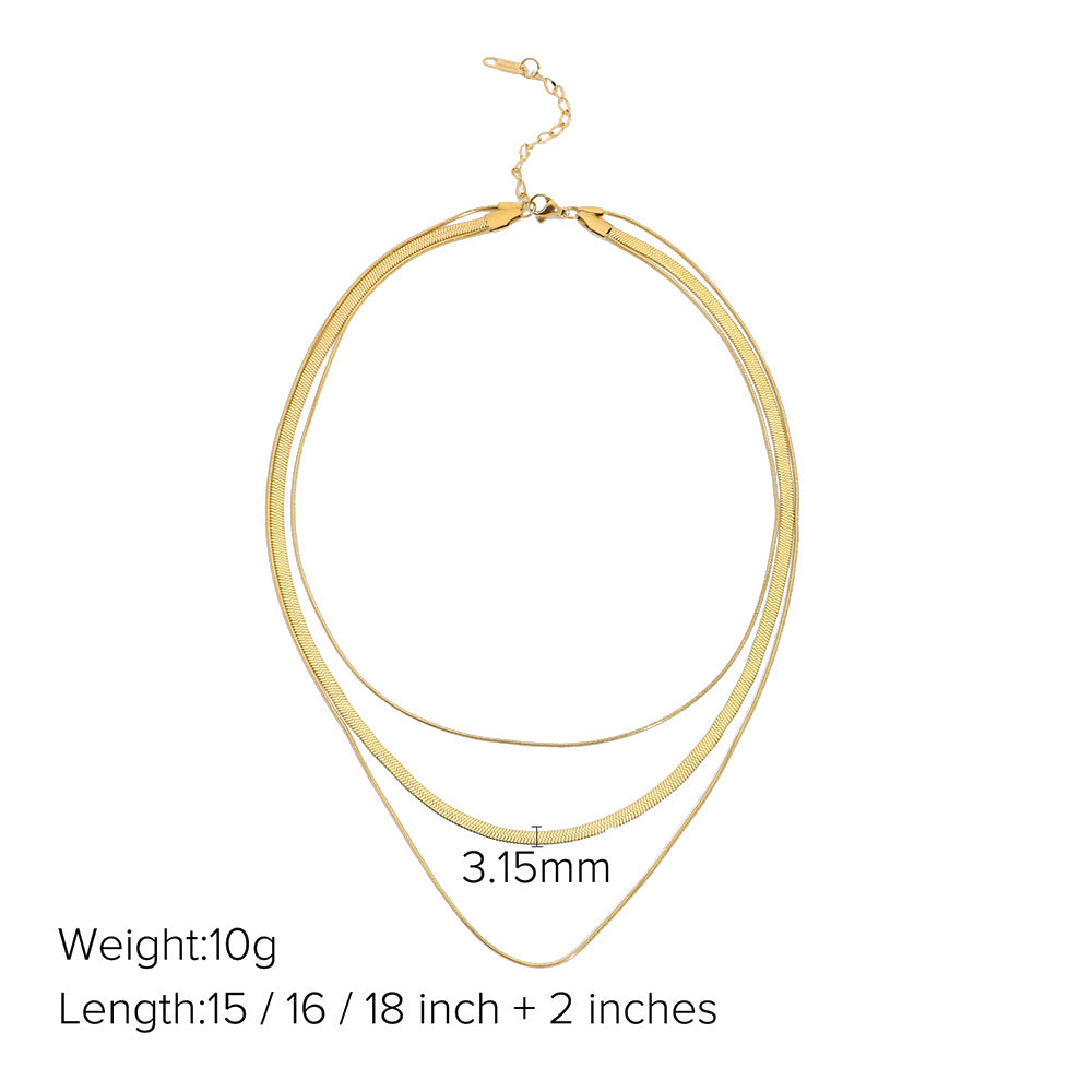 14K Gold-Plated Stainless Steel Layered Snake Chain Necklace