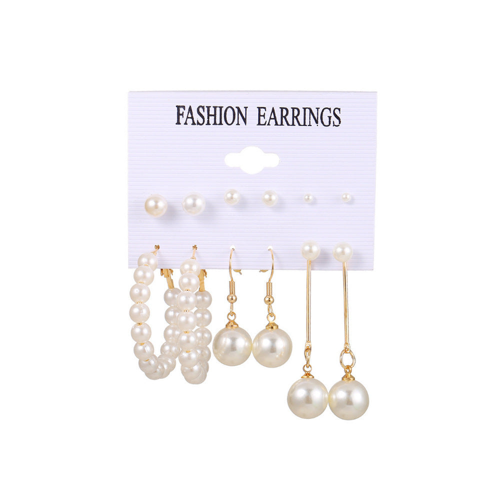 Fashion Heart & Butterfly Metal Chain Earrings Set - 15 Pieces