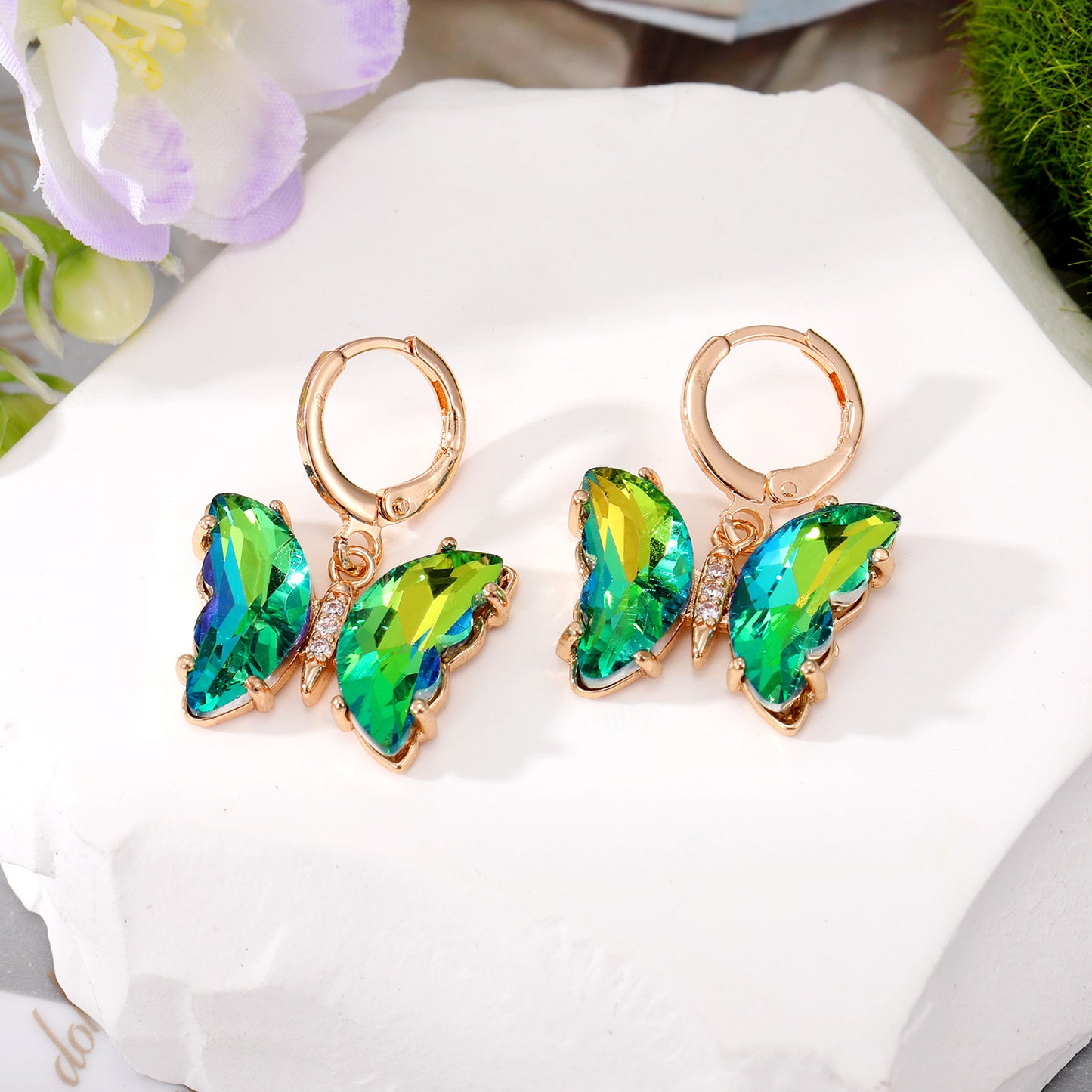Butterfly Crystal Zircon Hoop Earrings for Women