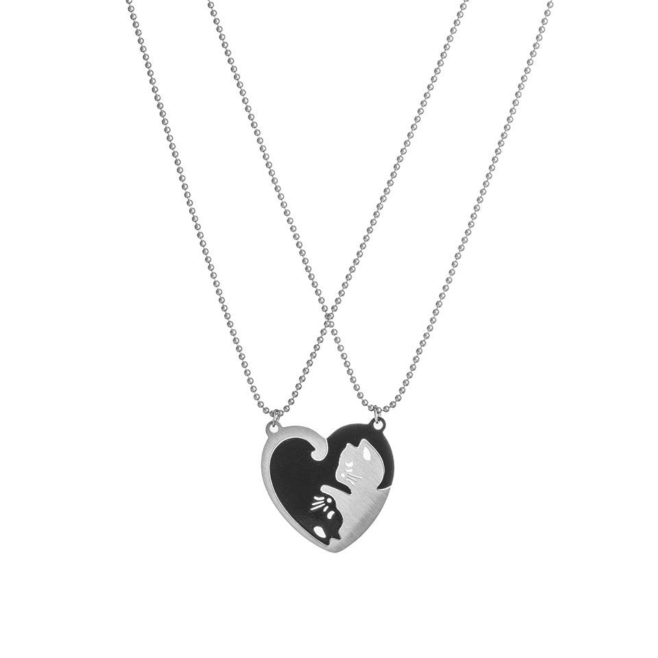 Fashion Insect Heart Shape Stainless Steel Couple Pendant Necklace