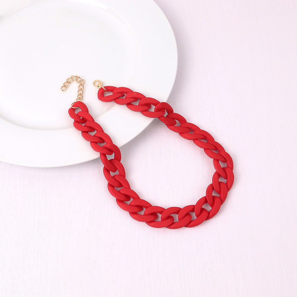 Fashion Acrylic Patchwork Rainbow Chain Necklace for Women