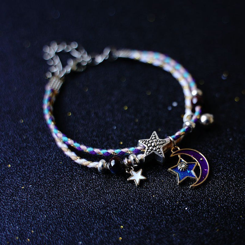 Fashion Astronaut Star and Moon Alloy Knitting Bracelets Set