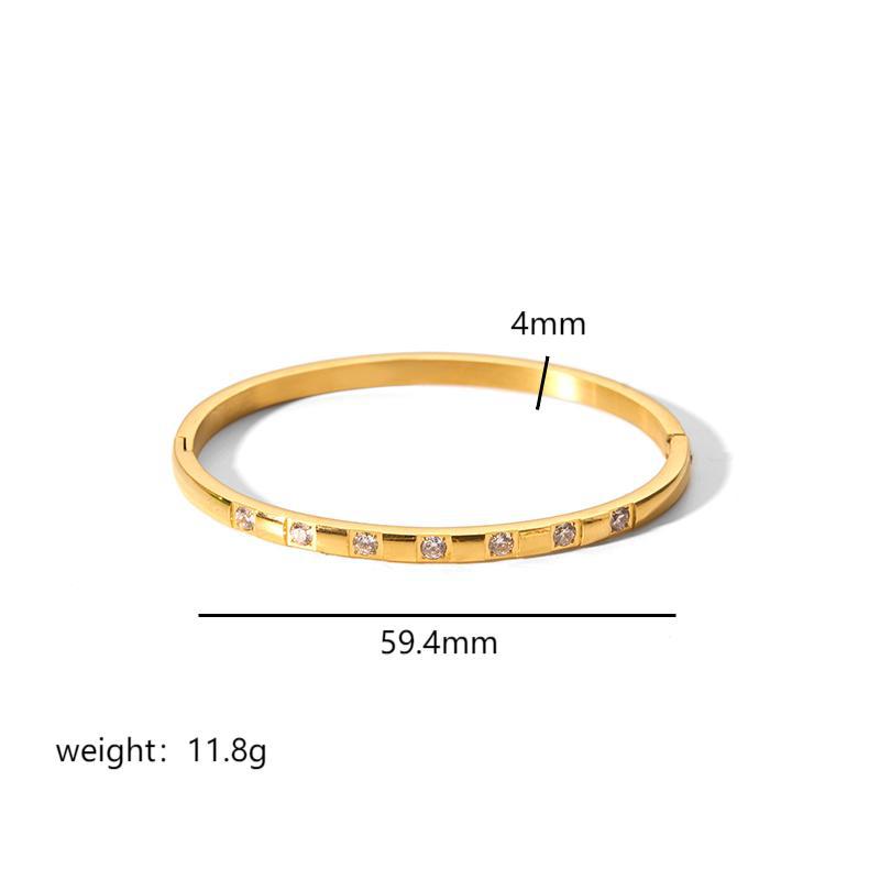 18K Gold Plated Stainless Steel Zircon Star Bangle Bracelet