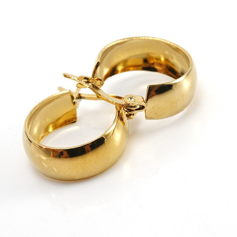 Simple Style Gold Plated Stainless Steel Hoop Earrings 18k Vintage Design