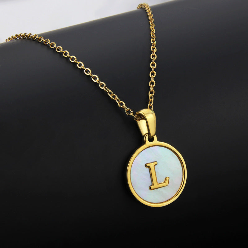 Simple Style 26 Letter Titanium Steel Pendant Necklace