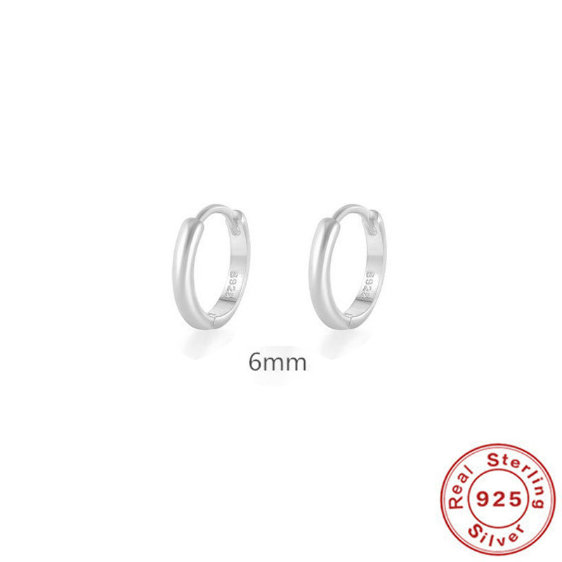 S925 Sterling Silver Minimalist Geometric Ear Clip Hoop Earrings