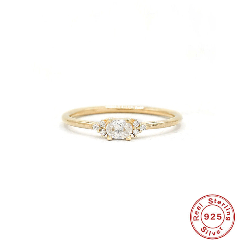 Fashion Round Sterling Silver Zircon Stacking Ring for Women