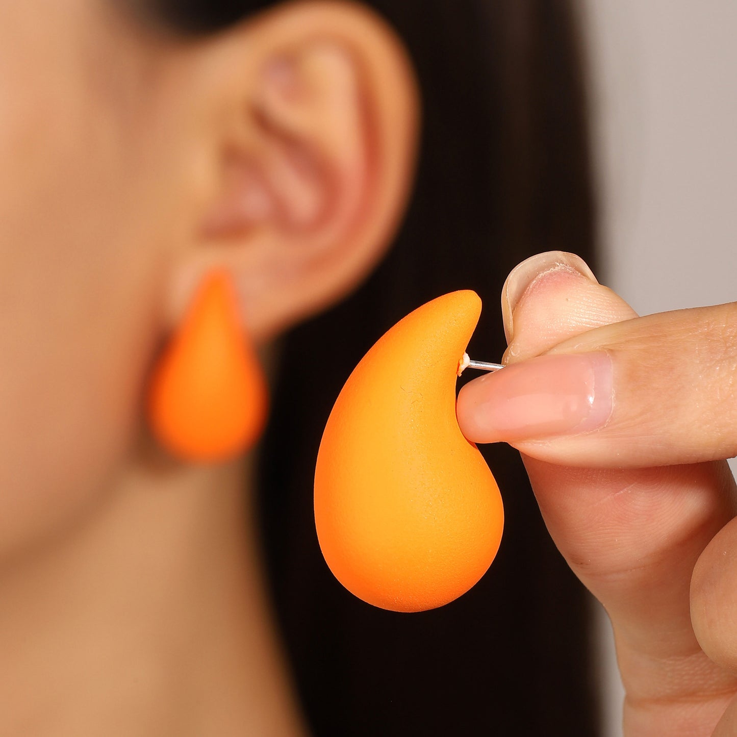 Vintage Water Droplet 14K Gold Plated Silver Stud Earrings