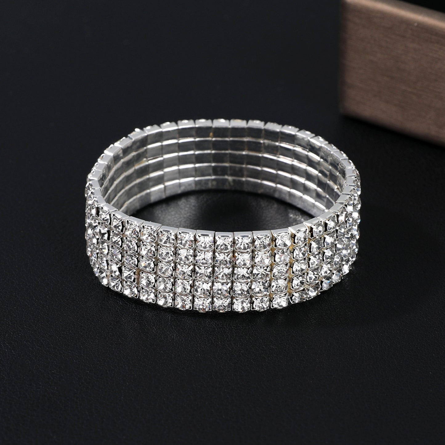 Korean Style Full Diamond Elastic Bracelet Shiny Rhinestone Bangle