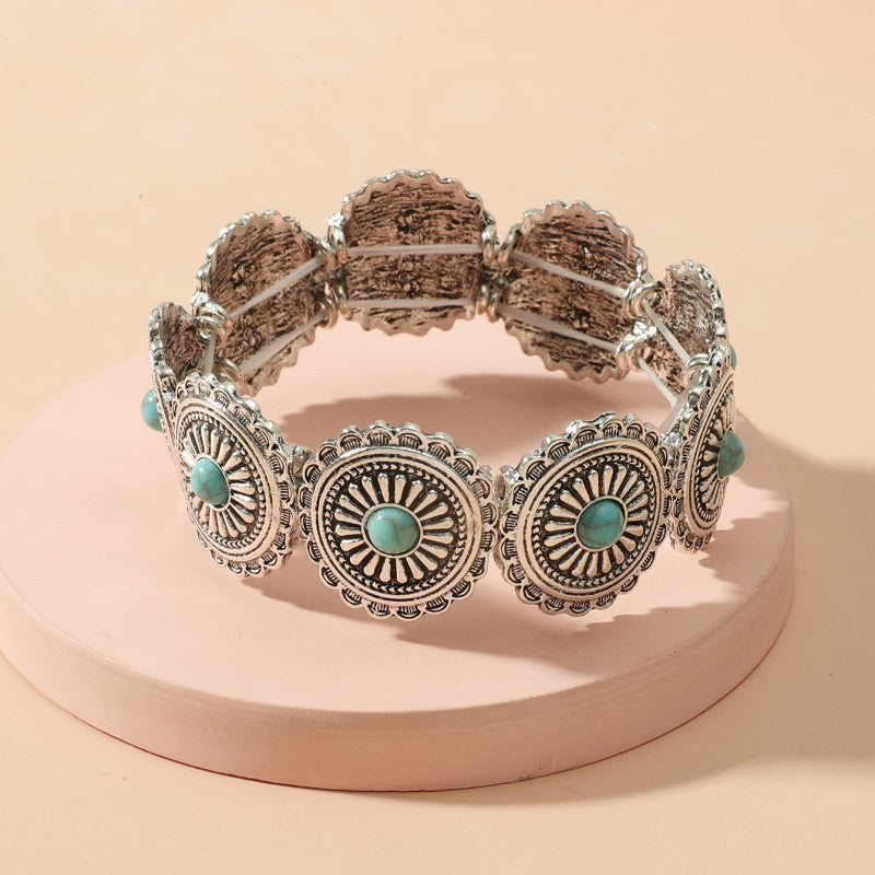Bohemian Geometric Alloy Turquoise Women's Bangle Bracelet