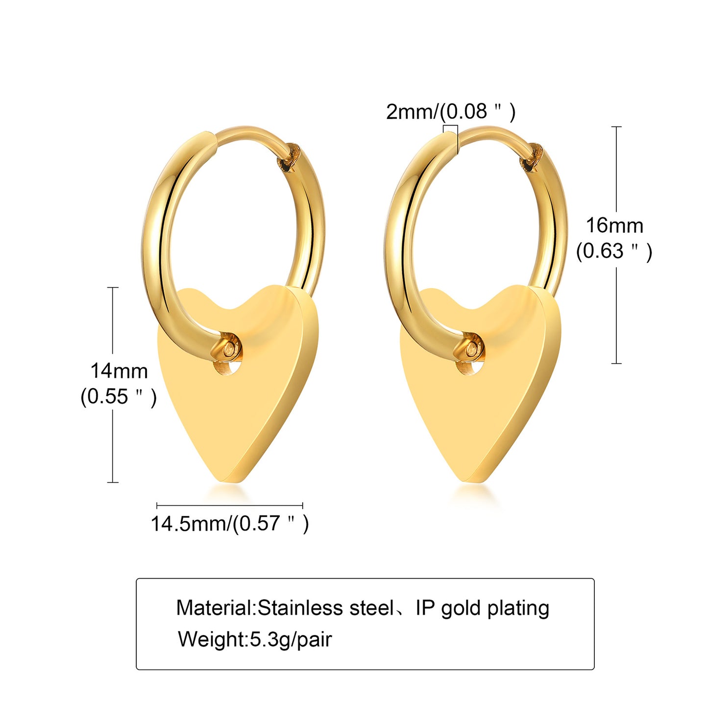 1 Pair 18K Gold Plated Star and Twisted Hoop Stainless Steel Drop Earrings with Zircon Inlay