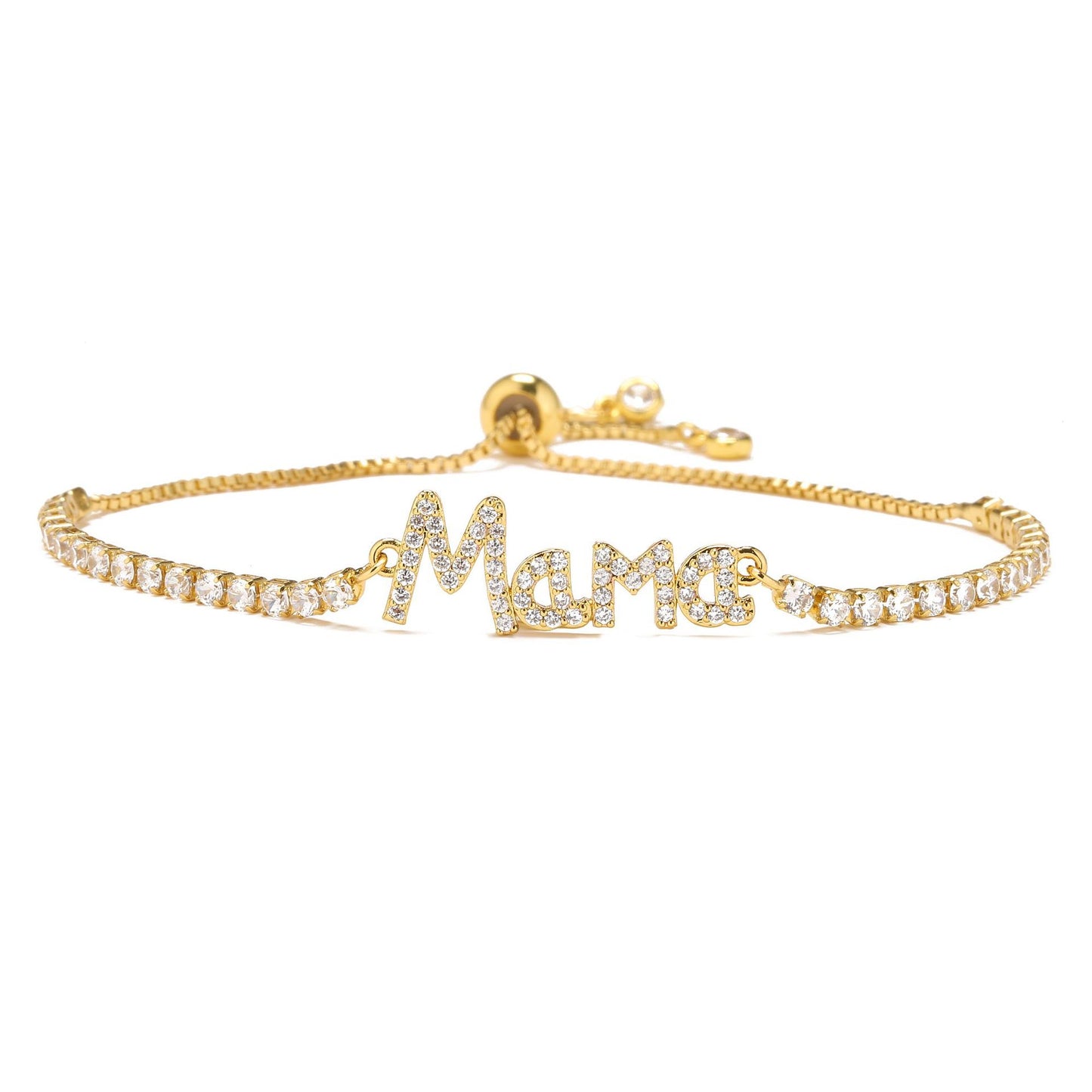 Fashion MAMA Copper Zircon Adjustable Bracelet for Mother's Day Gift