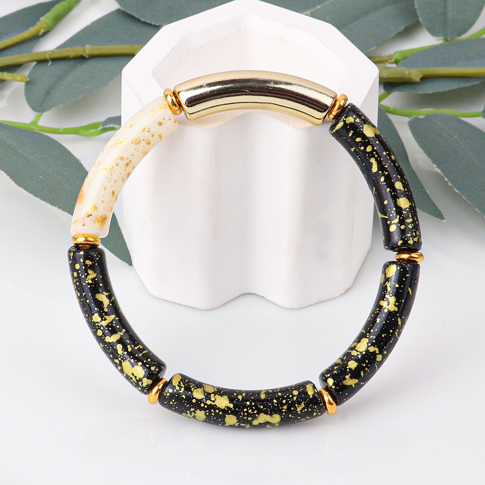 Colorful Acrylic Resin Beaded Cuff Bracelet