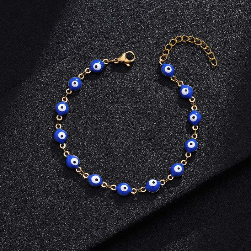 Fashion Eye Titanium Steel Enamel Beaded Bracelet for Women