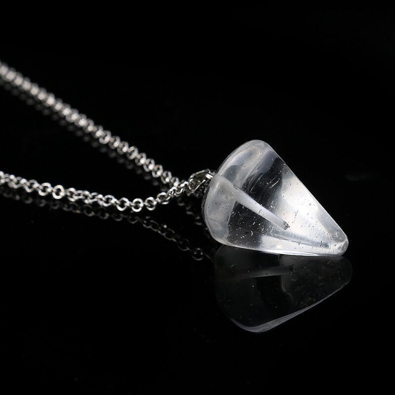 Hexagonal Cone Natural Stone Crystal Pendant Necklace