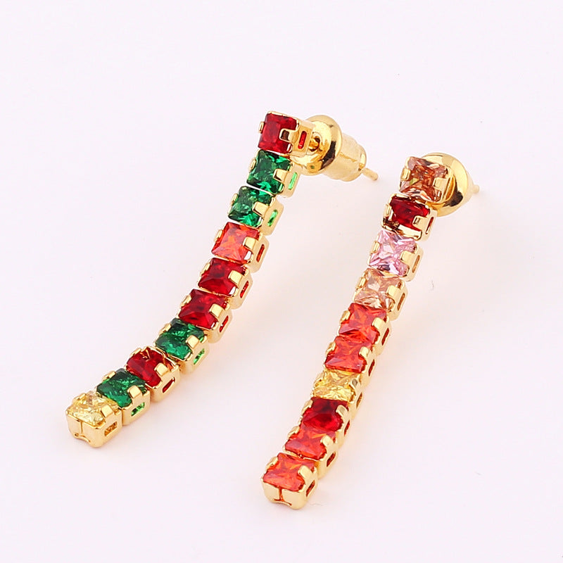 Elegant Zircon Tassel Bowknot Copper Earrings