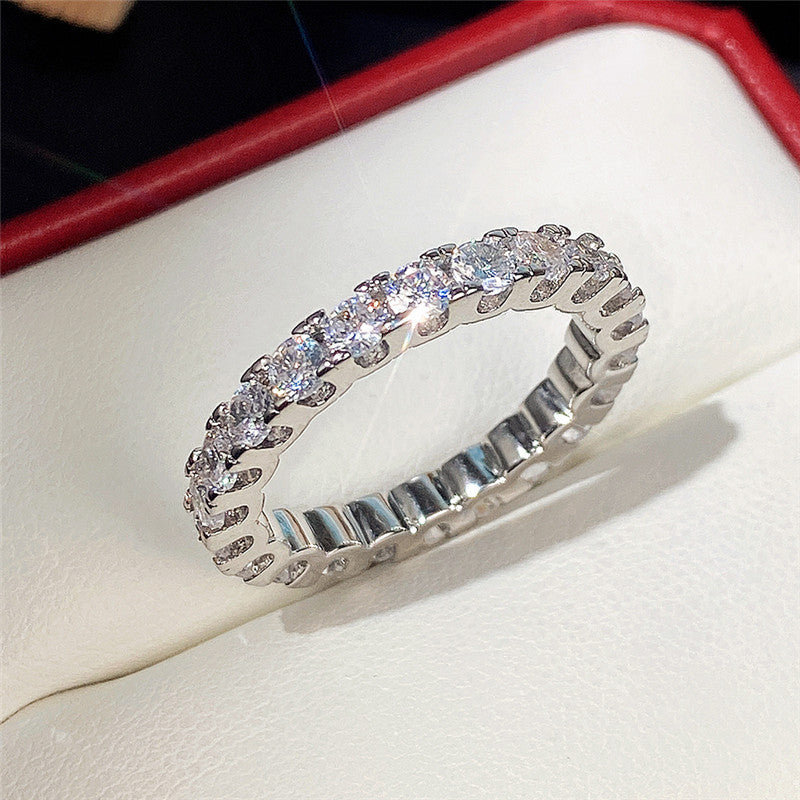 Elegant Zircon Platinum Plated Copper Ring for Women