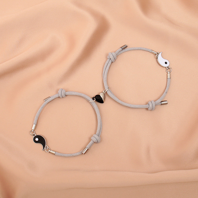 Black and White Tai Chi Magnetic Couple Bracelets