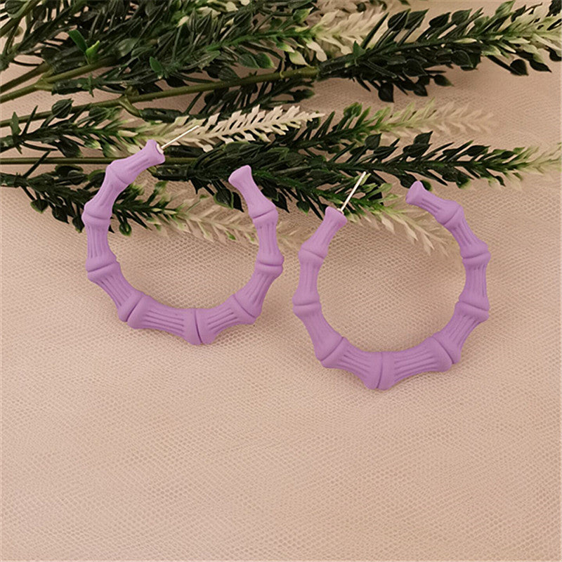 Retro Acrylic Hoop Earrings for Women - Fluorescent Bamboo Design