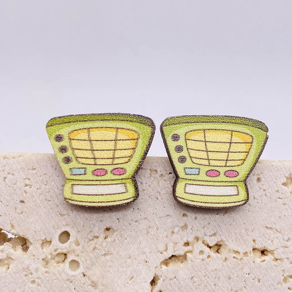1 Pair Fashion Scissors and Pencil Wood Women's Ear Studs - Back to School Teacher's Collection