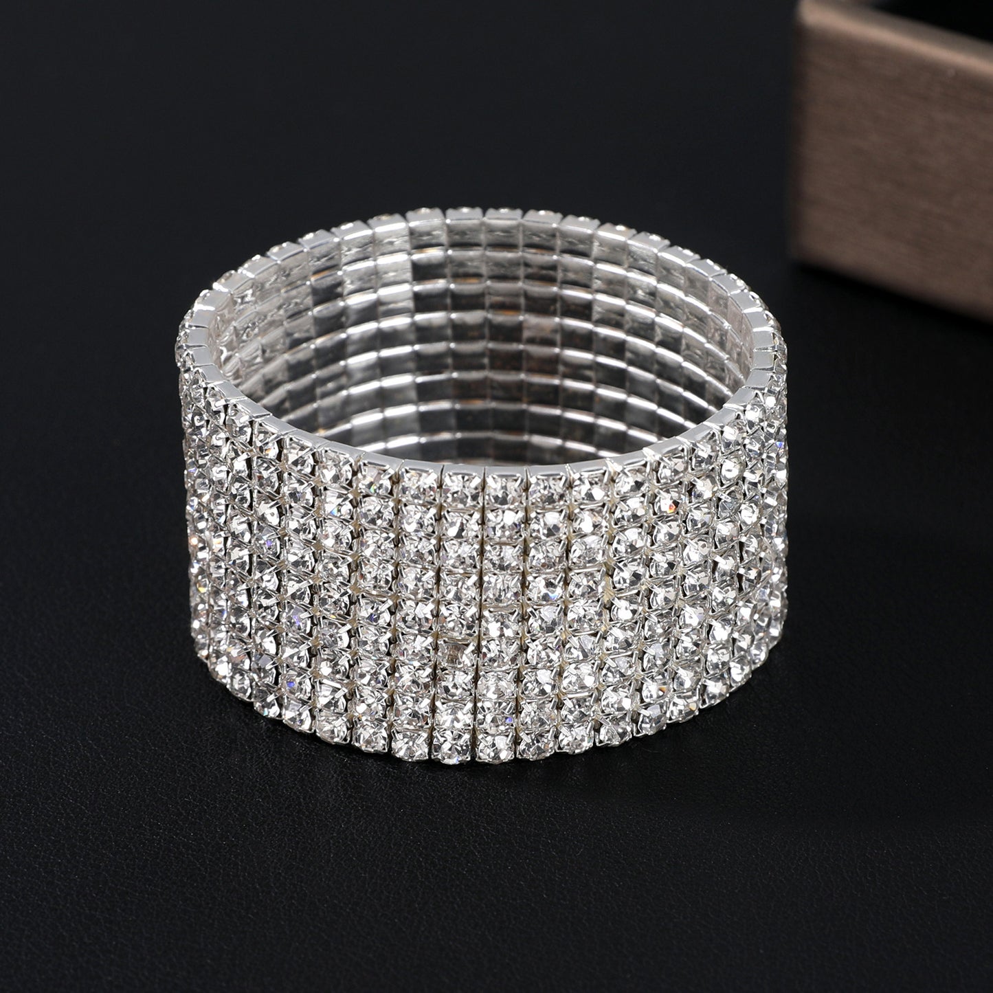 Korean Style Full Diamond Elastic Bracelet Shiny Rhinestone Bangle