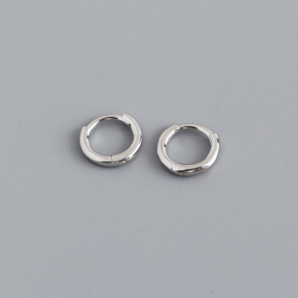 Simple Style Sterling Silver Circle Hoop Earrings