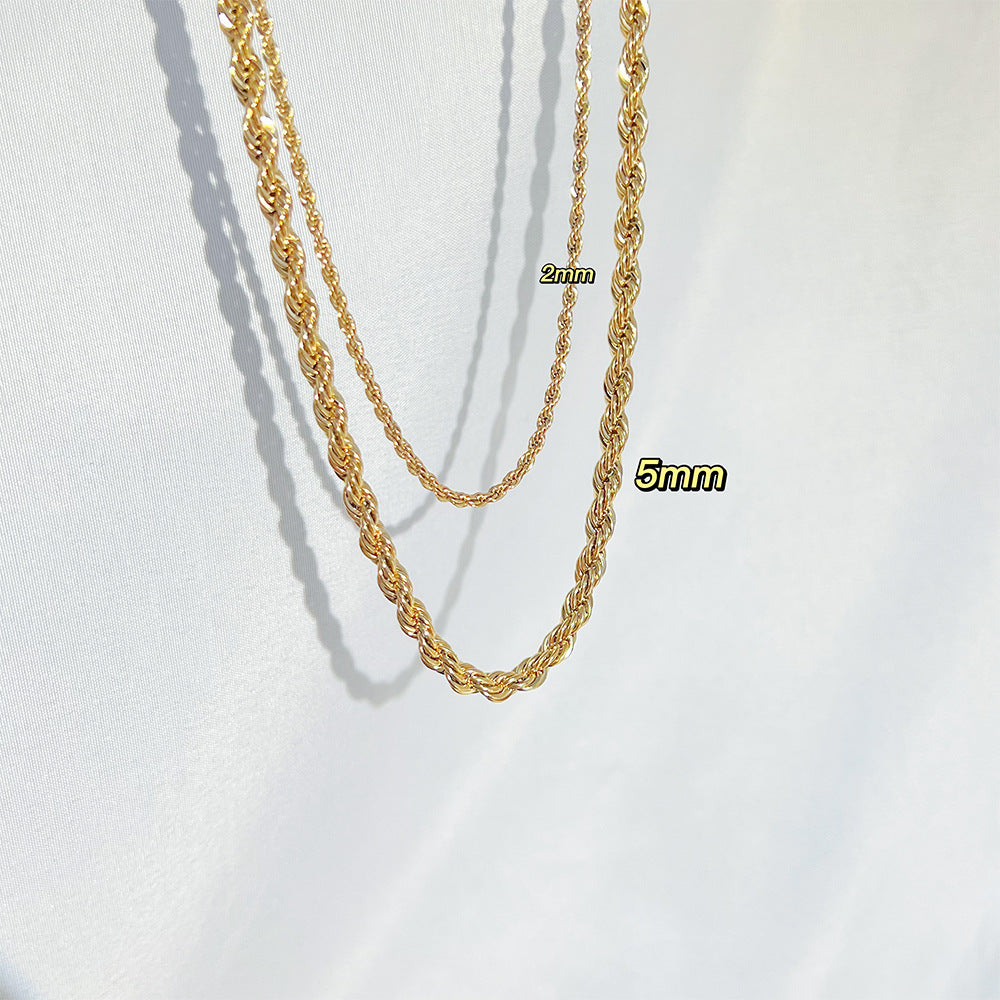 Gold-Plated Hemp Flower Stainless Steel Chain Necklace - Hip Hop Street Style Fashion Accessory