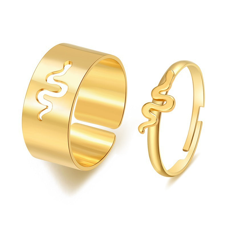 European American Butterfly Ring Set Creative Hollow Design Unique Punk Style Couple Rings