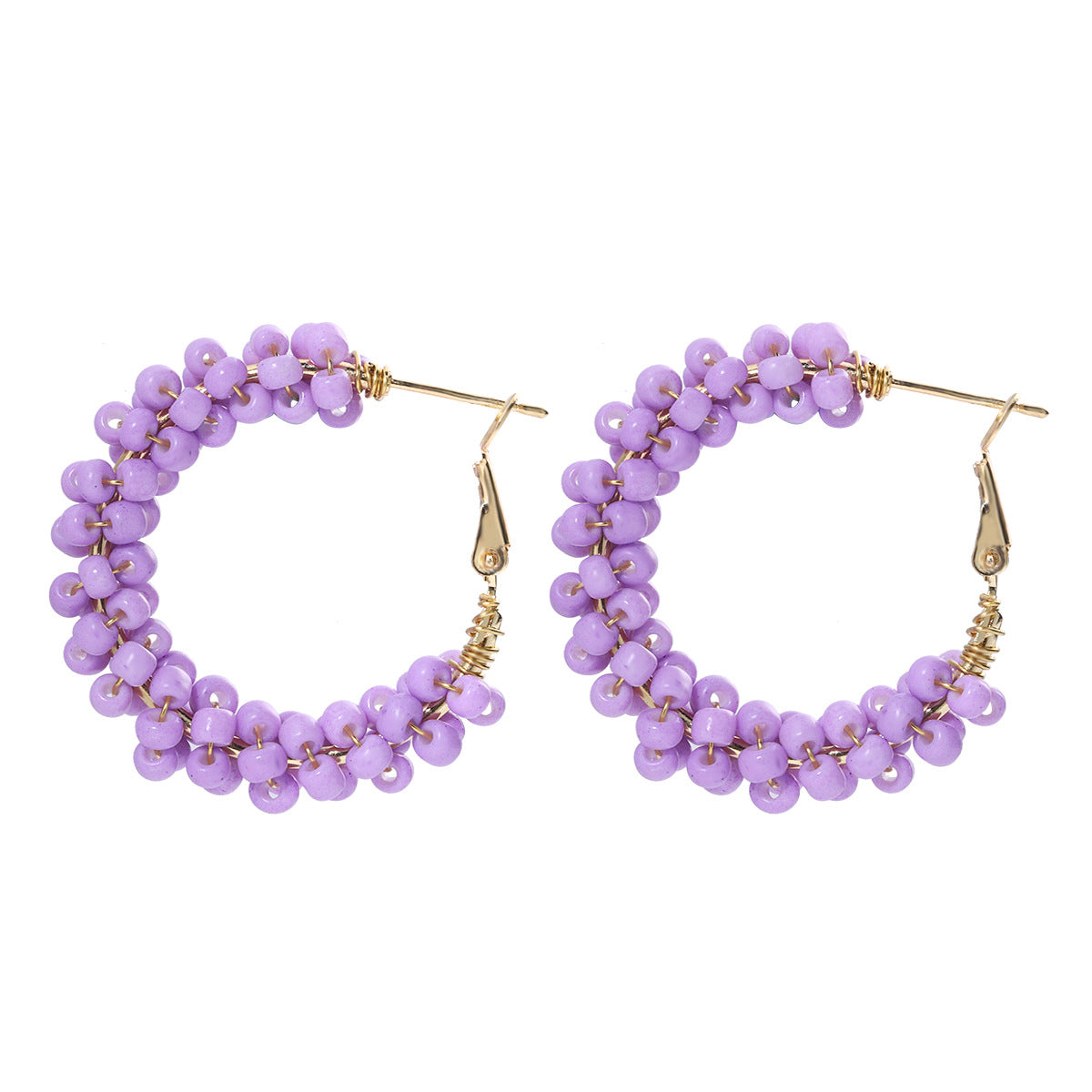 Fashion Bohemian Colorful Beaded Hoop Earrings