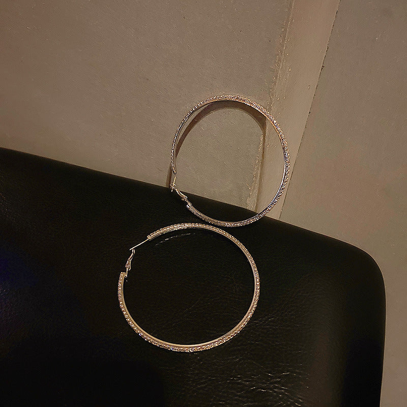 Circle Letter V Earrings - Black and White Statement Hoops for Women