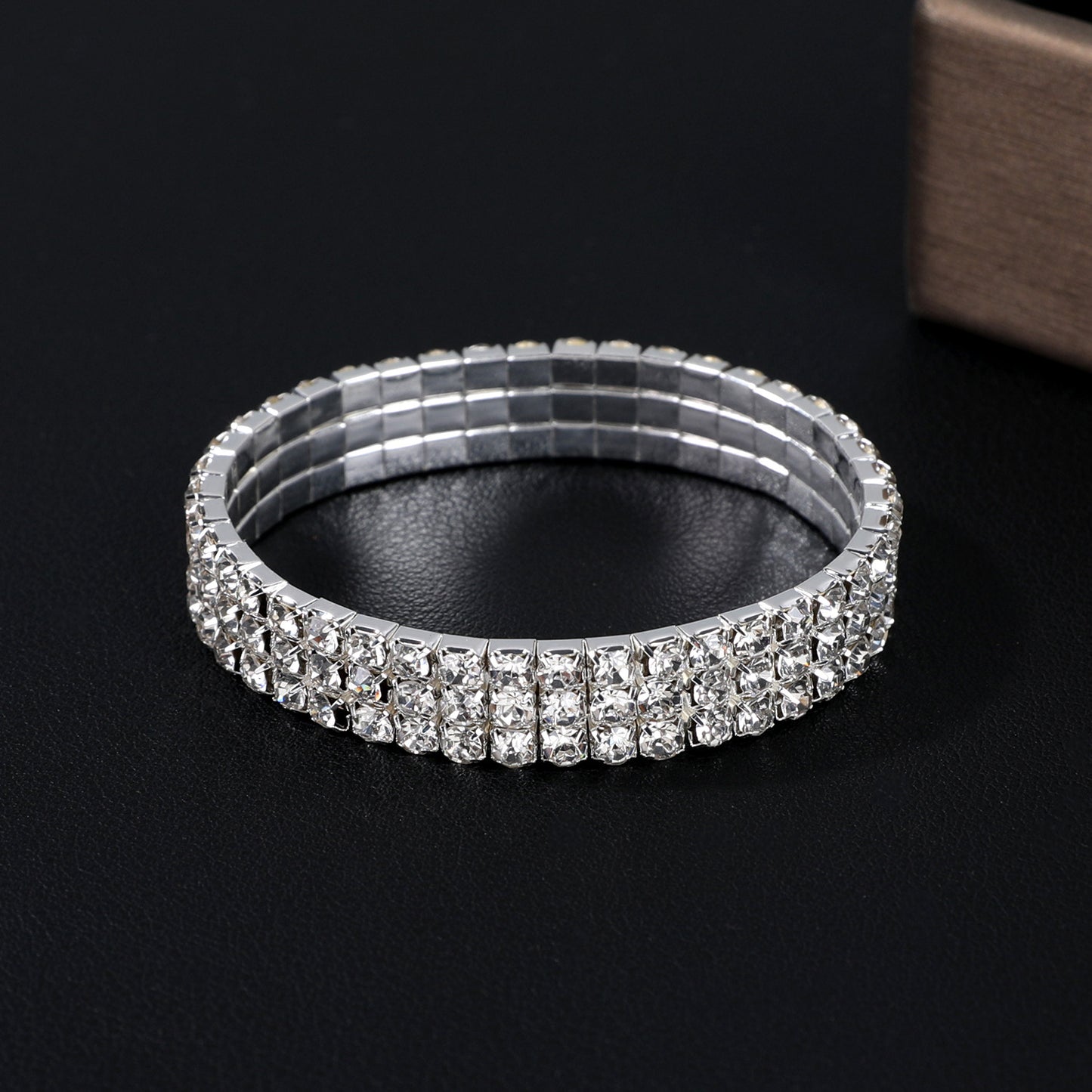 Korean Style Full Diamond Elastic Bracelet Shiny Rhinestone Bangle
