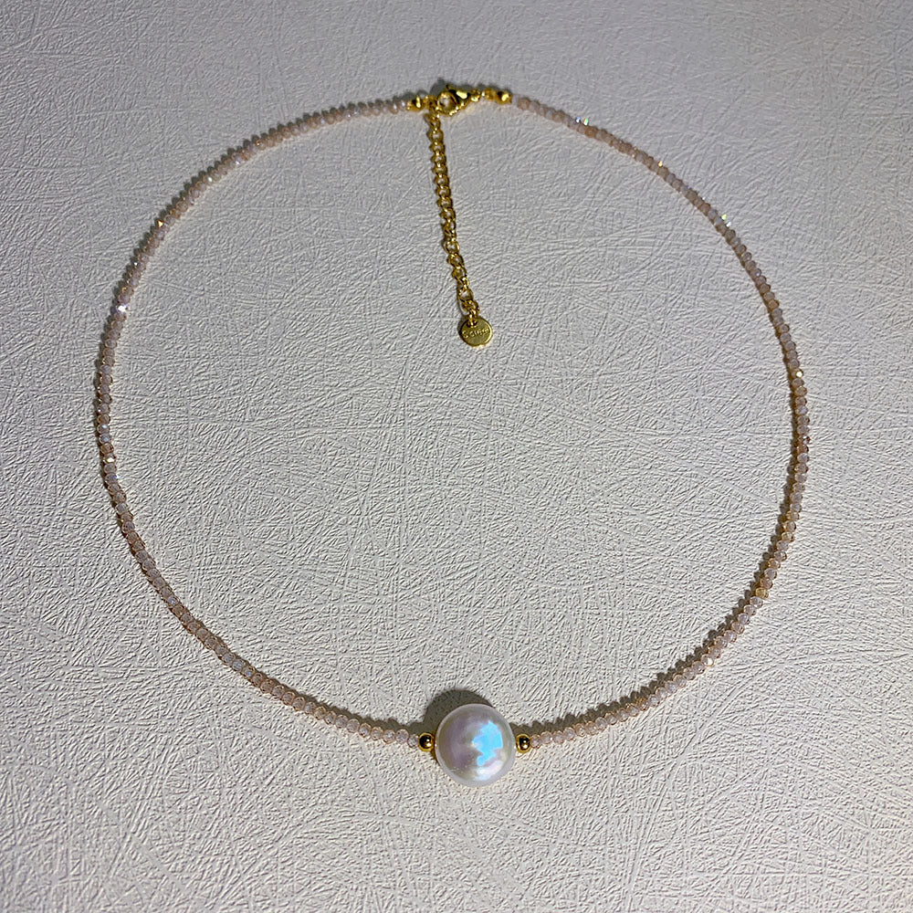 INS Style Geometric Stainless Steel Natural Stone Pearl Shell Women's Necklace